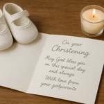 Example of a christening card from godparents with a heartfelt note