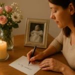 Godmother Writing Christening Card Message