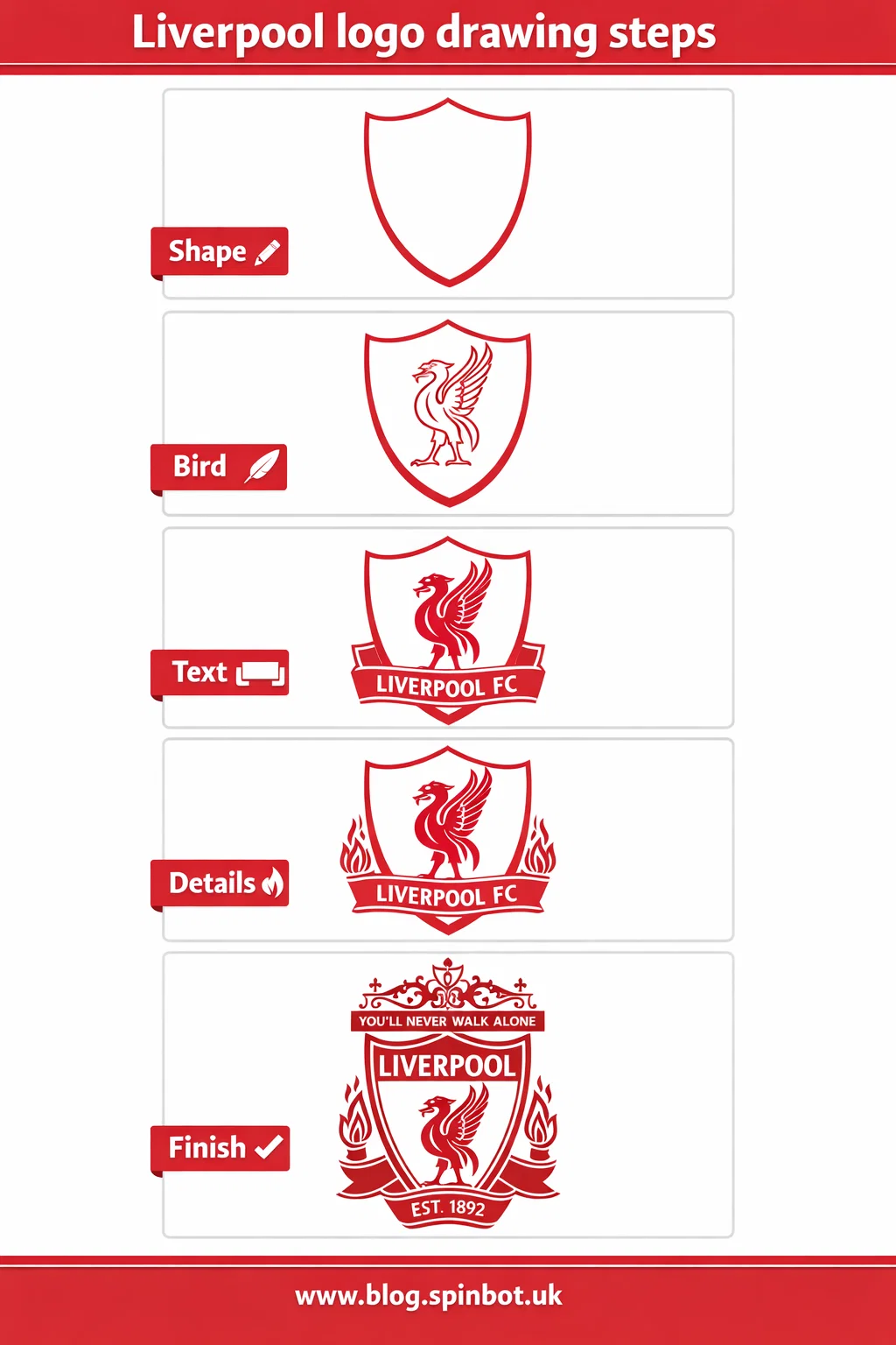How To Draw Liverpool Logo Step by Step for Beginners 2 liverpool logo drawing steps infographic