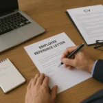 Manager writing a professional employee reference letter