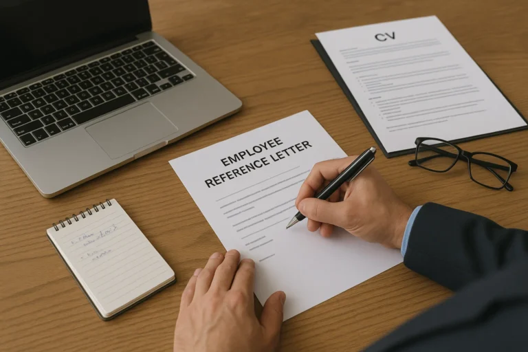 Manager writing a professional employee reference letter