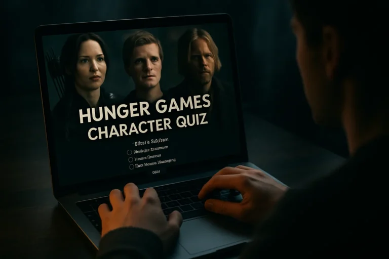 person taking Hunger Games character quiz online