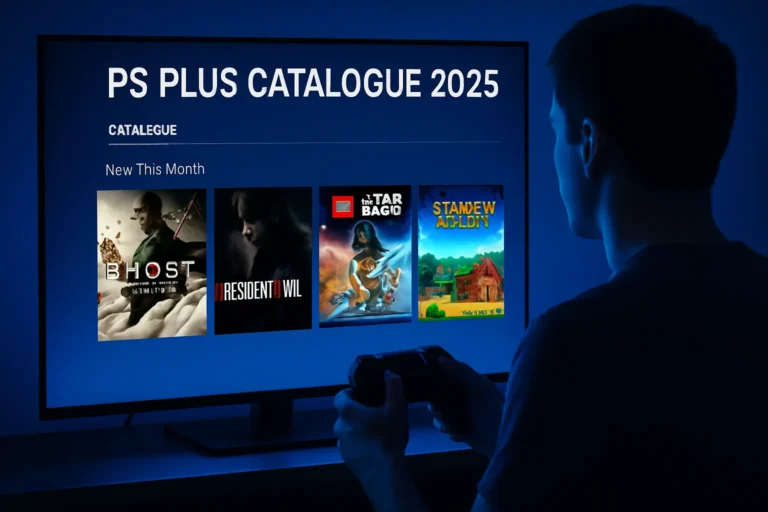gamer checking new games in PS Plus catalogue