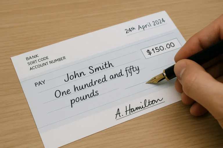 Step-by-step process of writing a UK cheque