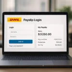 DHL payslip login dashboard on screen