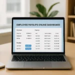 Online payroll dashboard showing employee payslips