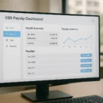 ESR payslip dashboard on a computer screen