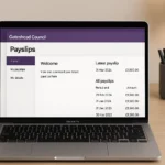Gateshead Council payslips online portal on laptop
