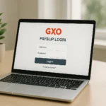 GXO payslip login dashboard on laptop