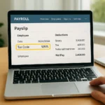 Worker checking HMRC tax code on a digital payslip