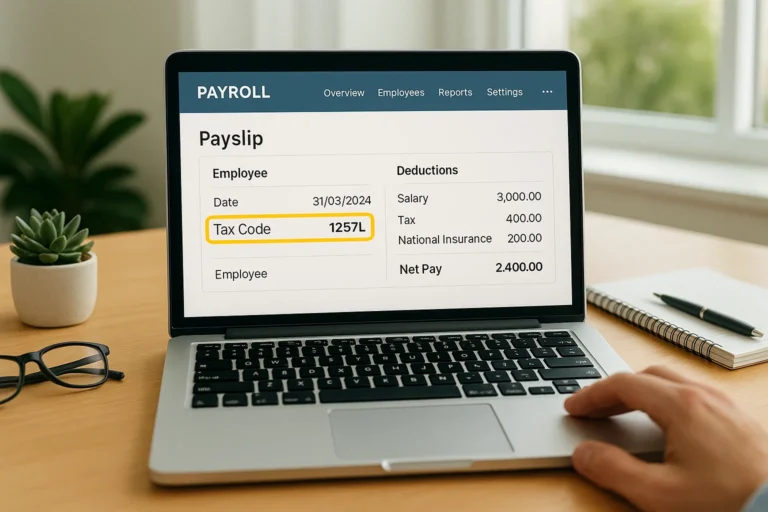 Worker checking HMRC tax code on a digital payslip
