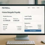 Home Bargains payslip portal dashboard on screen
