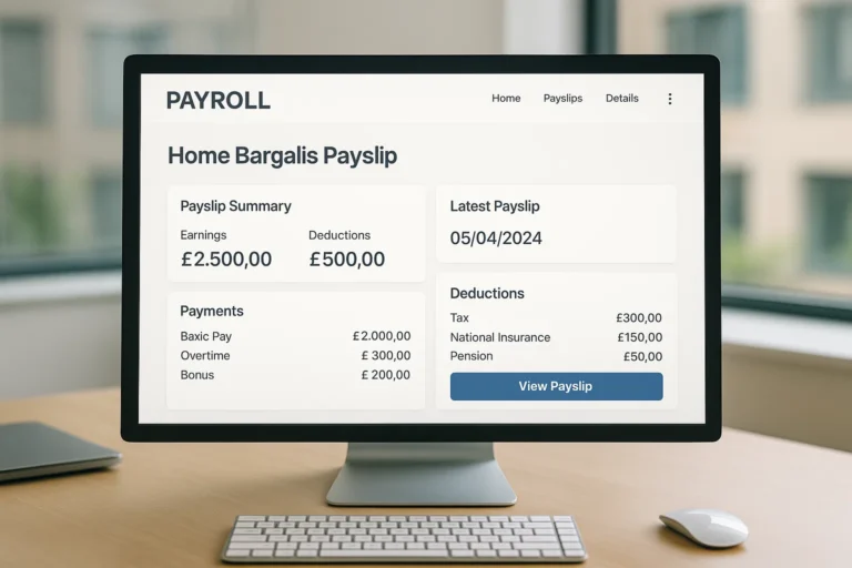 Home Bargains payslip portal dashboard on screen