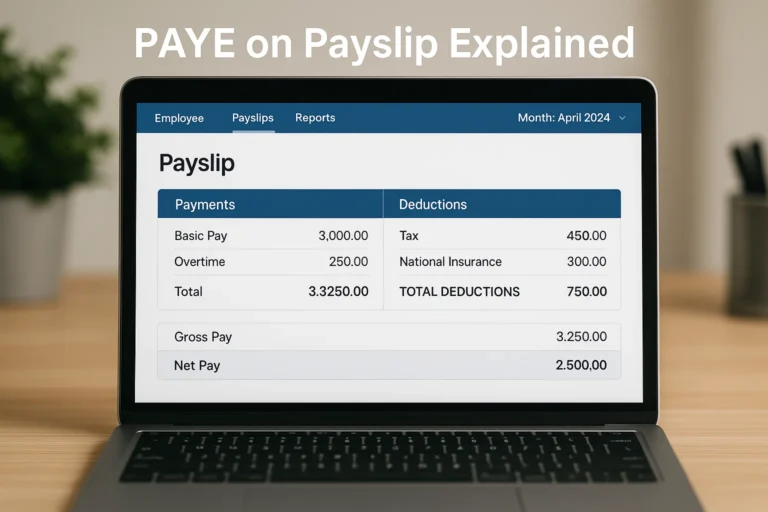 UK payslip showing PAYE details