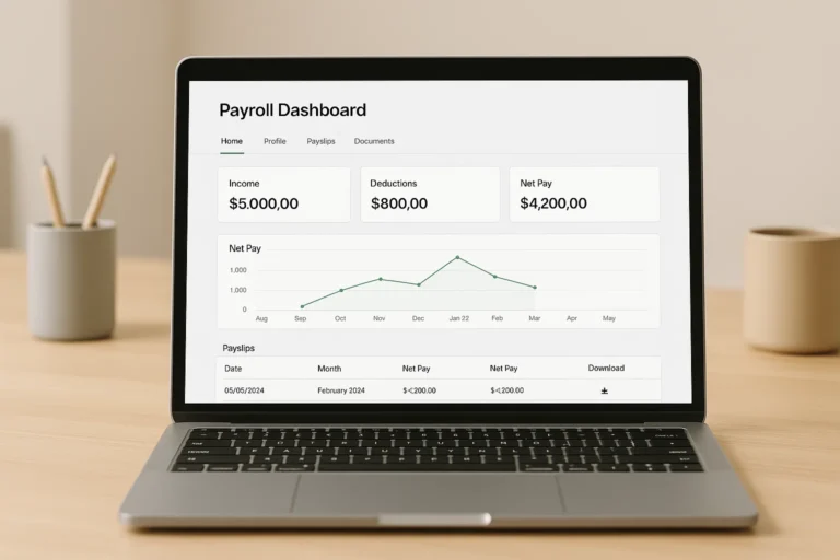 Employee viewing Sage payslip dashboard online