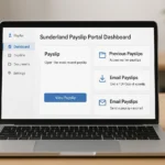 Sunderland payslip portal dashboard on laptop