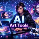 AI art generator tools creating digital artwork on screen