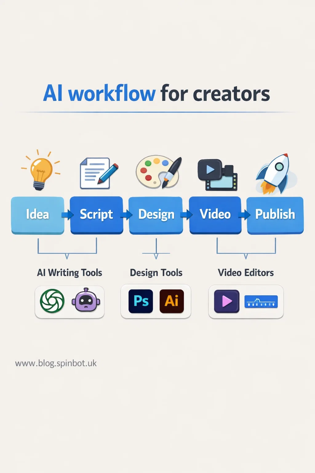 AI content creation workflow using modern creator tools